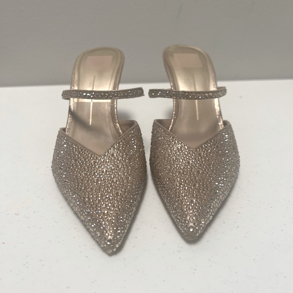 Preowned Rhinestone 3.3" heel height dress shoes.